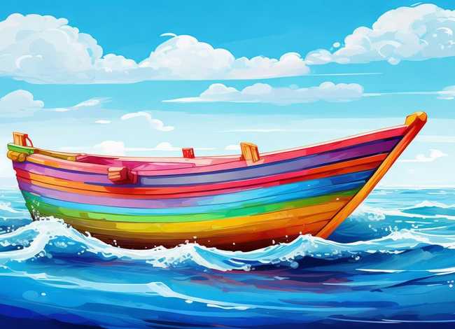 涂色儿童画图片（儿童画小船的简单画法）