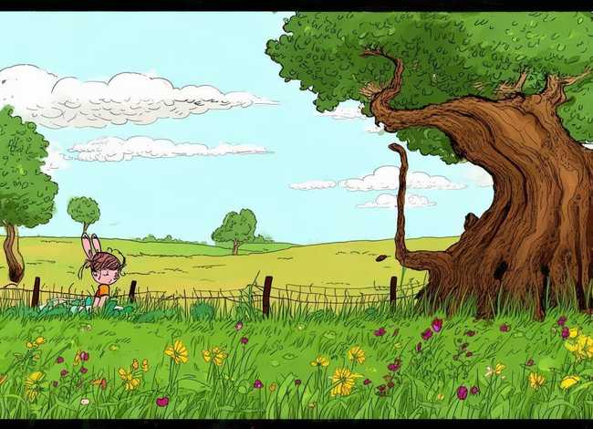 儿童故事ppt背景，守株待兔成语故事ppt