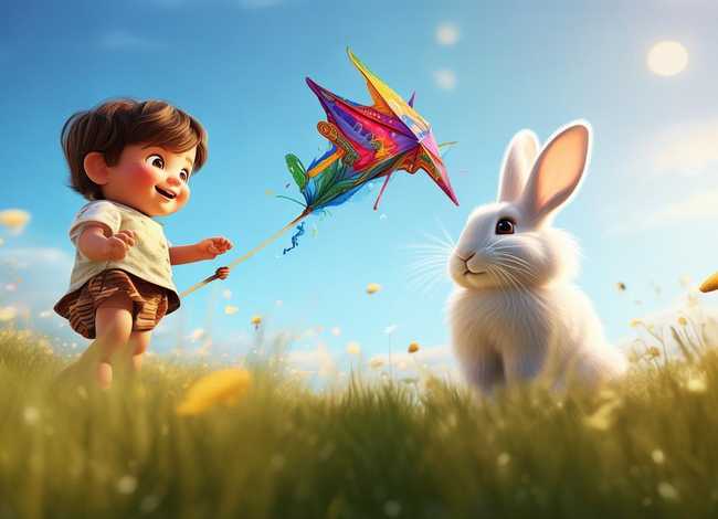 小朋友放风筝的故事 - 小白兔拿风筝的故事 小朋友放风筝的故事 - 小白兔拿风筝的故事