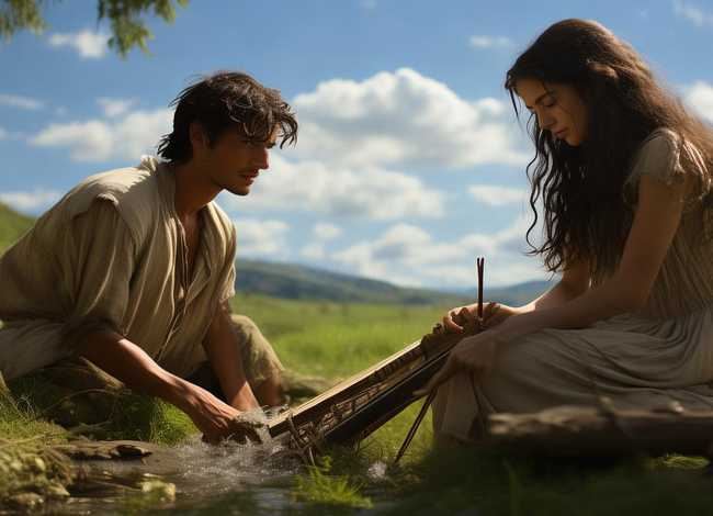 牛郎织女的故事图片、牛郎男耕女织怎么画