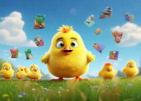 播放小鸡的故事，说大话的小鸡童话故事