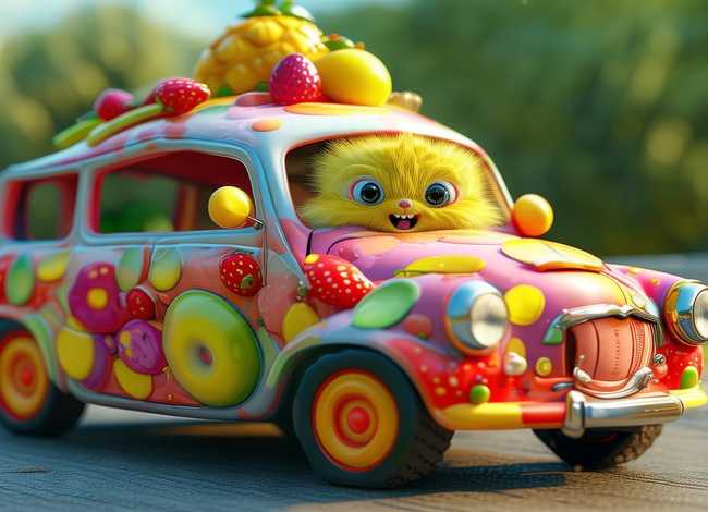 有趣的水果车教学视频（画一个可爱的小车子里面有一个小动物）