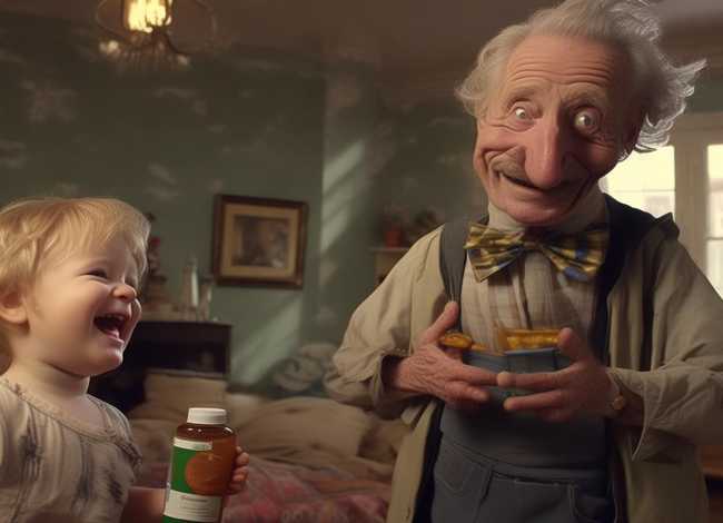 糟老头子贼搞笑这个老头是谁、“贼兮兮奶爸”套路娃吃药火了,我信你个鬼,你个糟老头子坏得很