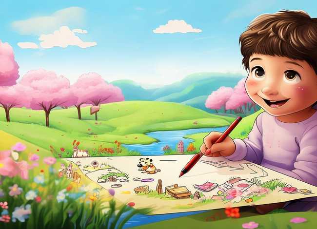 春天故事简笔画、春天简笔画一年级