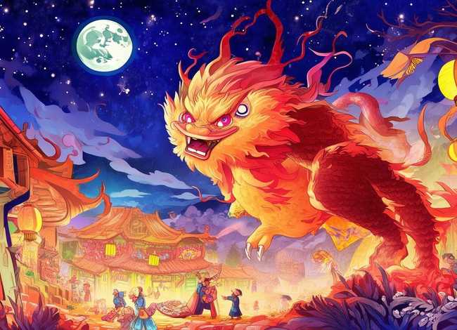 有关于年兽的儿童绘本故事、英文绘本故事The Legend of Nian 年的故事