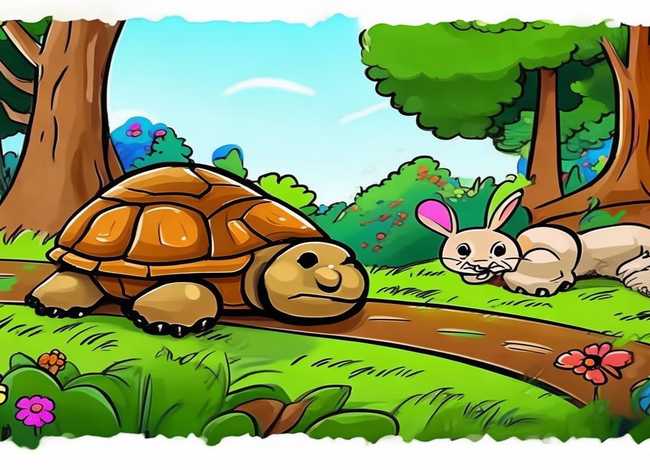 儿童故事简笔画图片打印版简单 龟兔赛跑故事的简笔画图片 儿童故事简笔画图片打印版简单 龟兔赛跑故事的简笔画图片