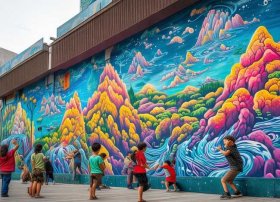 儿童涂鸦怪异事件；重庆街头现巨型巴渝山水涂鸦墙,你会选择去这打卡吗