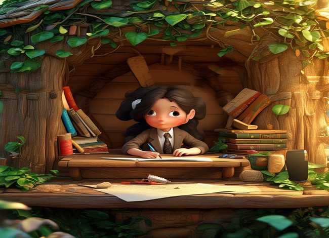 儿童故事插画人物图片 树屋插画-人物JK罗琳告诉你如何把孩子培养成写作界的高手