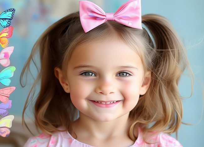 儿童蝴蝶结的扎发、小女孩头发怎么扎好看求图片指导