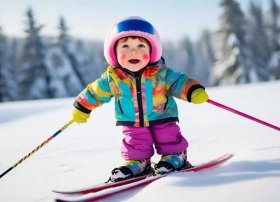 滑雪儿童绘画、滑雪的人怎么画儿童