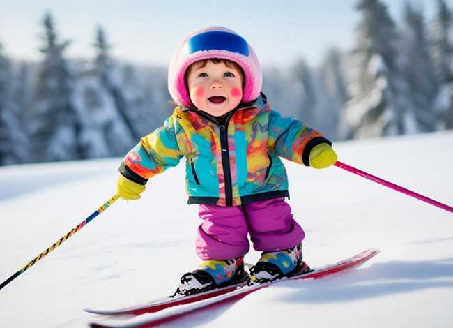 滑雪儿童绘画、滑雪的人怎么画儿童