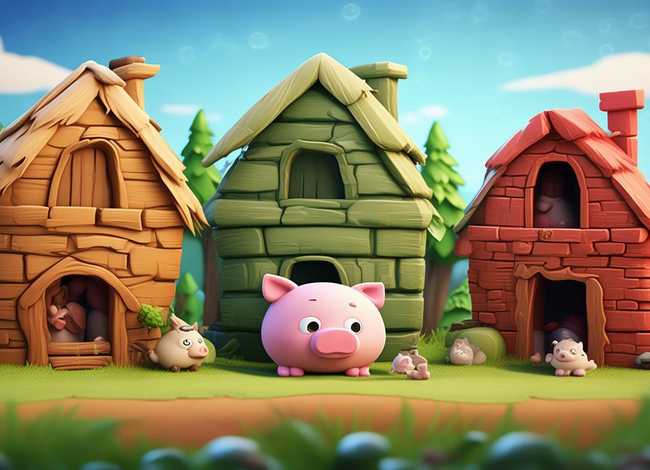 3只小猪盖房子儿童故事，三只小猪盖房子的故事男配音