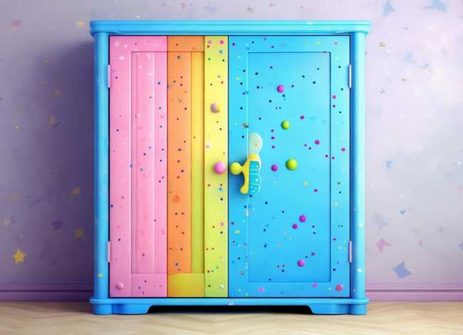 儿童衣柜卡通画，儿童衣柜门什么颜色好