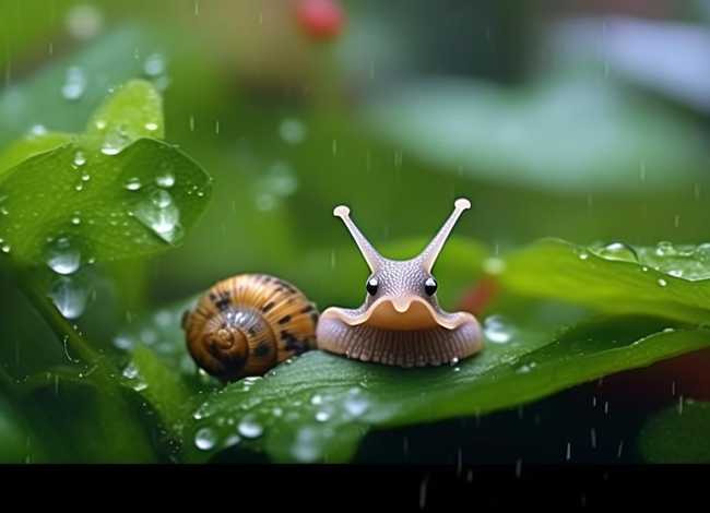 儿童科普故事-为什么蜗牛为要等下雨天才出点点的小蜗牛；蜗牛为什么下雨才出来