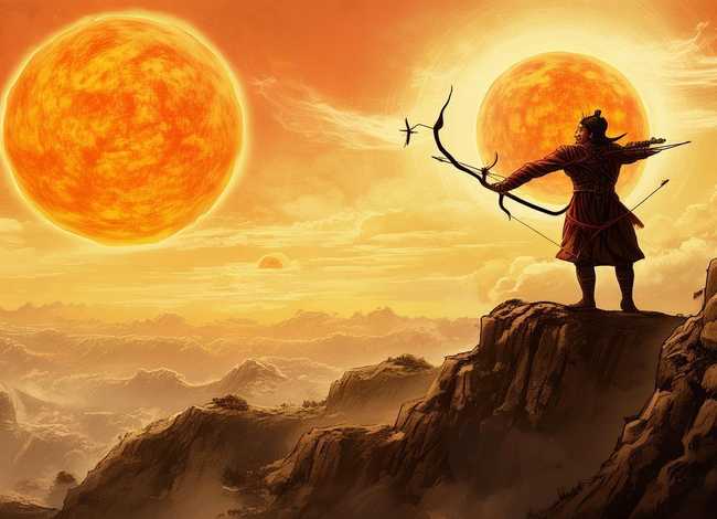 后羿射日绘本故事 【文学名著·绘本】中国民间故事《后羿射日》 后羿射日绘本故事 【文学名著·绘本】中国民间故事《后羿射日》