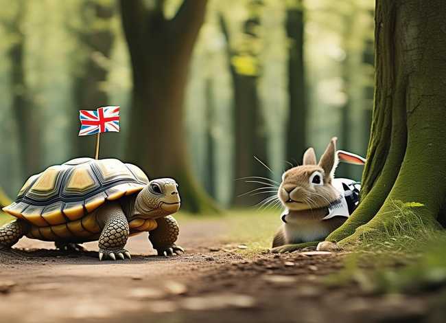 英语龟兔赛跑故事、龟兔赛跑英语故事