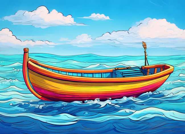 涂色儿童画图片（儿童画小船的简单画法）