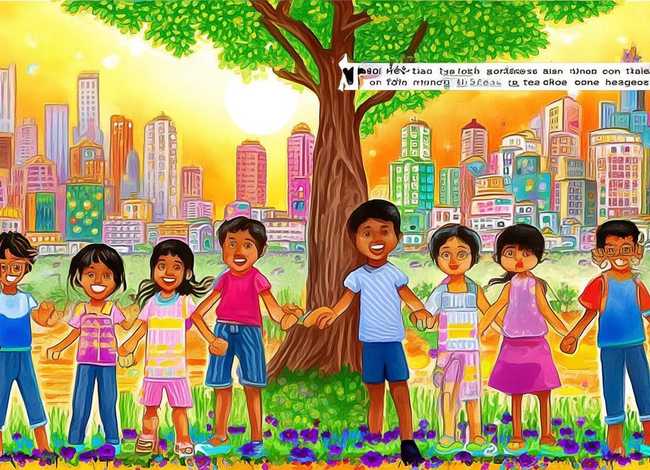 民族团结儿童画，祝福城市发展的诗句