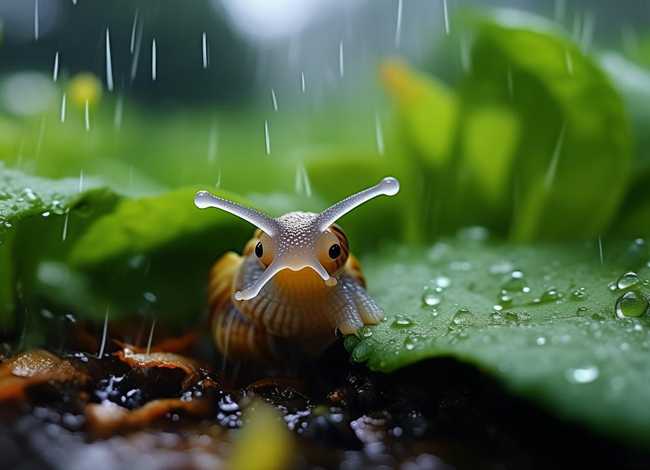 儿童科普故事-为什么蜗牛为要等下雨天才出点点的小蜗牛；蜗牛为什么下雨才出来