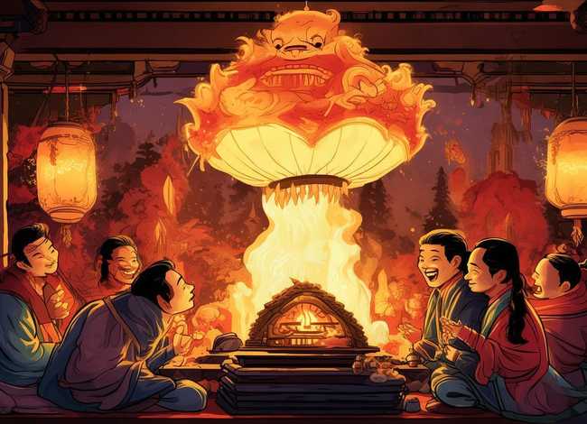 除夕故事绘本图片；关于春节来历的绘本故事熬年守岁和年兽的传说ppt版