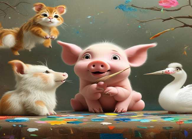 小白鹅故事视频;有一天小猪要画一只猫小松鼠小山羊小白鹅都来给他 小白鹅故事视频;有一天小猪要画一只猫小松鼠小山羊小白鹅都来给他