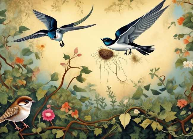 燕子学习搭窝的故事 - 燕子和麻雀