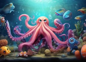 儿童故事乌贼和水母；一天海参梭子鱼乌贼章鱼贝类聚在一起会发生什么有趣的