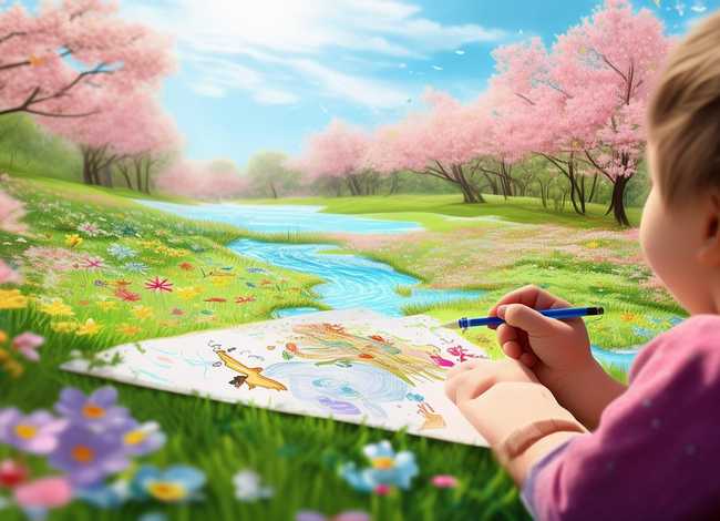 春天故事简笔画、春天简笔画一年级