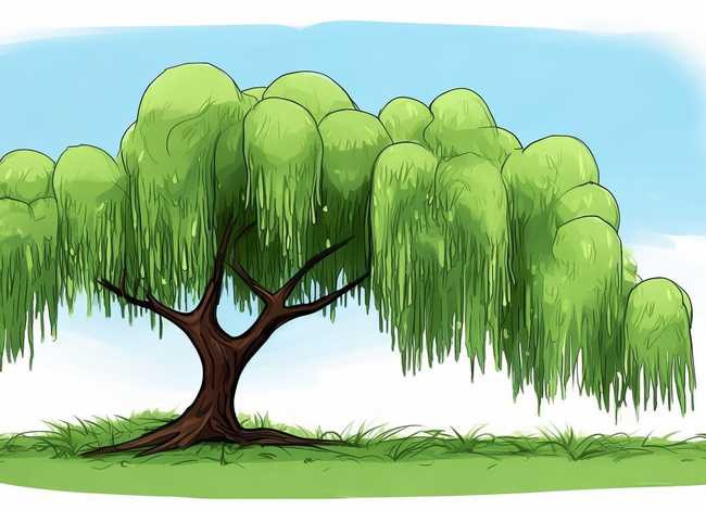 柳树的儿童画 儿童画柳树的简单方法 柳树的儿童画 儿童画柳树的简单方法