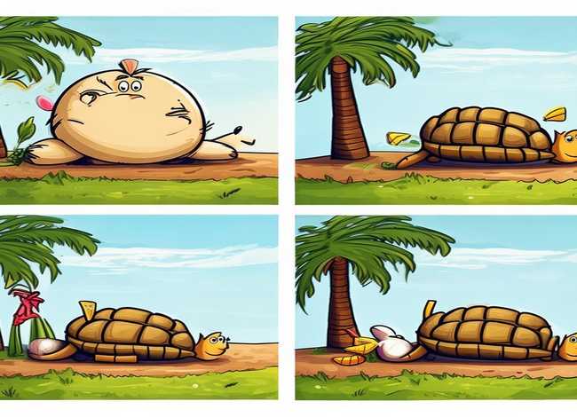 儿童故事连环画简笔画（龟兔赛跑简笔画4幅图）