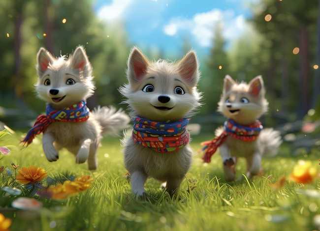 三只小狼的故事绘本；改编后的经典童话故事,妙趣横生