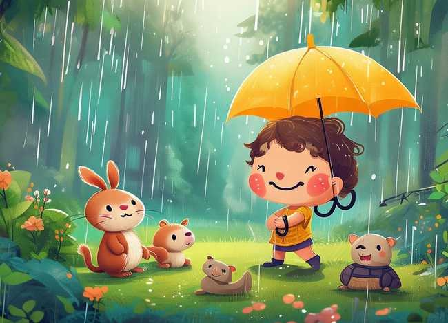 下雨的故事幼儿 - 乐于助人的童话小故事-下雨了