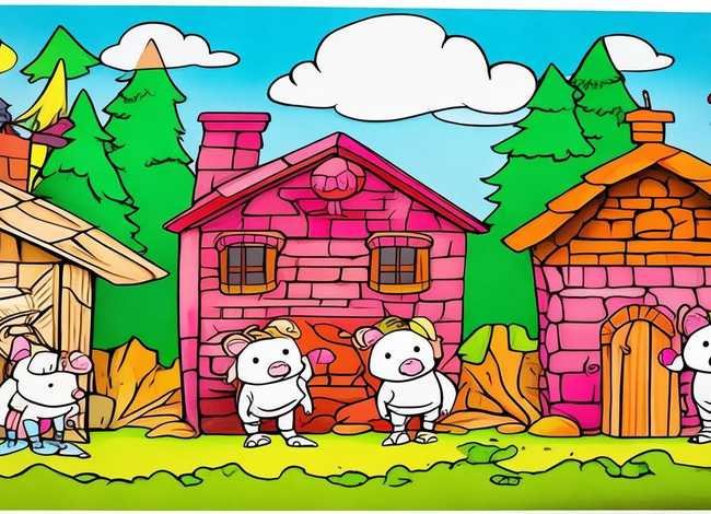 儿童故事三只小猪可打印图片 幼儿涂颜色用的图片在哪里能打印