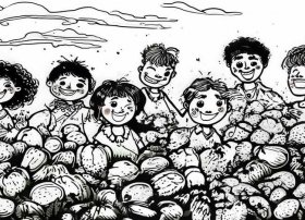 黑白儿童主题插画 儿童插画丰收了-9种常见插画风格的分类