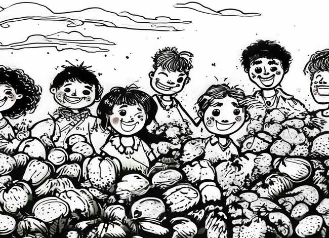 黑白儿童主题插画 儿童插画丰收了-9种常见插画风格的分类