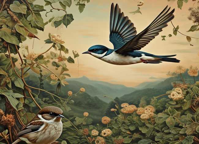 燕子学习搭窝的故事 - 燕子和麻雀