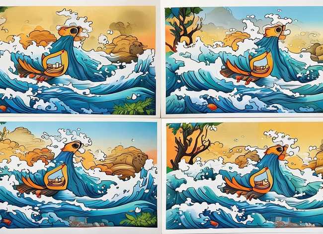 中国民间传说故事儿童画、精卫填海四幅图手抄报 手抄报简单又漂亮