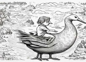 儿童画黑白线稿 尼尔斯骑鹅旅行记插画简笔画-尼尔斯骑鹅旅行记路线图怎么画