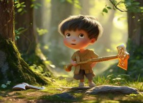 儿童故事金斧子 - 一个关于金银斧头的寓言故事