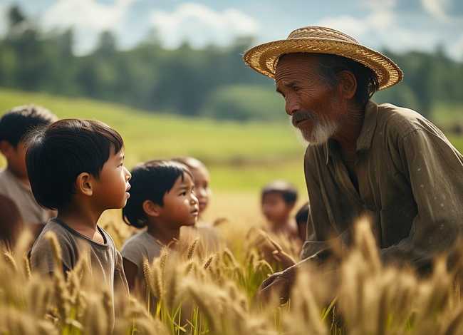 小朋友讲悯农的故事；把古诗《悯农》改写成一个小故事
