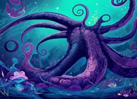 乌贼的儿童图画（抹香鲸大战巨型乌贼怎么画）