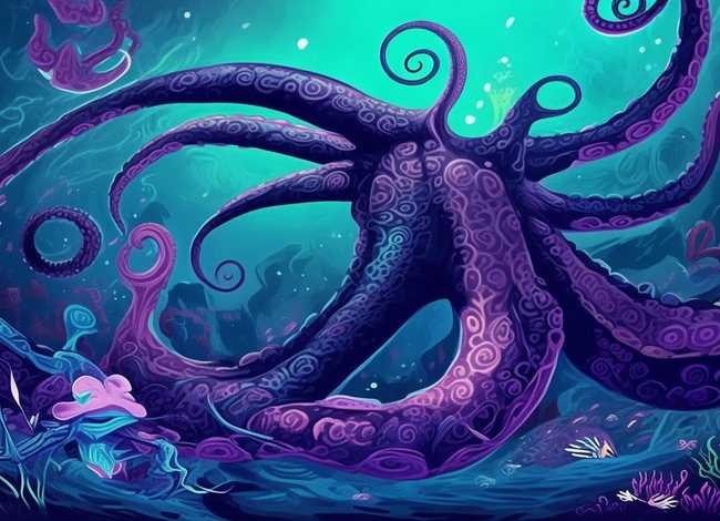 乌贼的儿童图画（抹香鲸大战巨型乌贼怎么画）