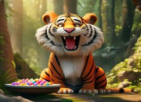 老虎吃糖故事在线听、没有牙齿的大老故事内容