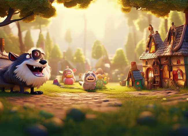 儿童故事上当的老狼绘本全文 好饿的老狼和猪的小镇内容简介