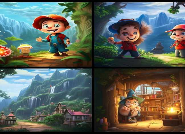 儿童漫画故事配图(请给这四张图每张配一段话 编制成一个小漫画故事) 儿童漫画故事配图(请给这四张图每张配一段话 编制成一个小漫画故事)