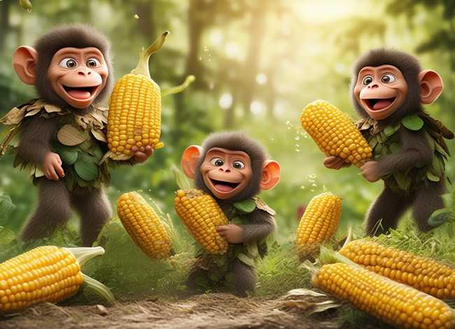 猴子掰玉米的故事完整版（小猴子掰玉米为什么后来又把玉米全扔了）