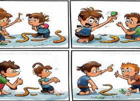 成语故事四格儿童画；画蛇添足的故事怎么画