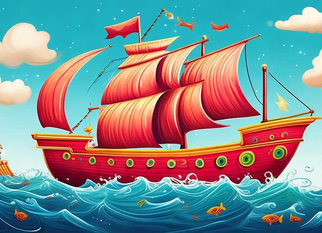 大船儿童画图片欣赏、红色的画怎么画