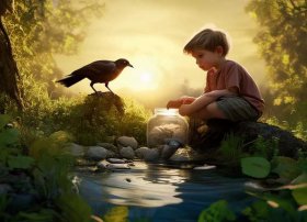 儿童睡前故事mp3听讲 - 乌鸦喝水 伊索寓言故事 儿童睡前童话故事