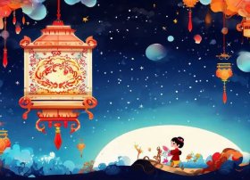 元宵节儿童画简单又漂亮 - 元宵节小插画-元宵节书签怎么画